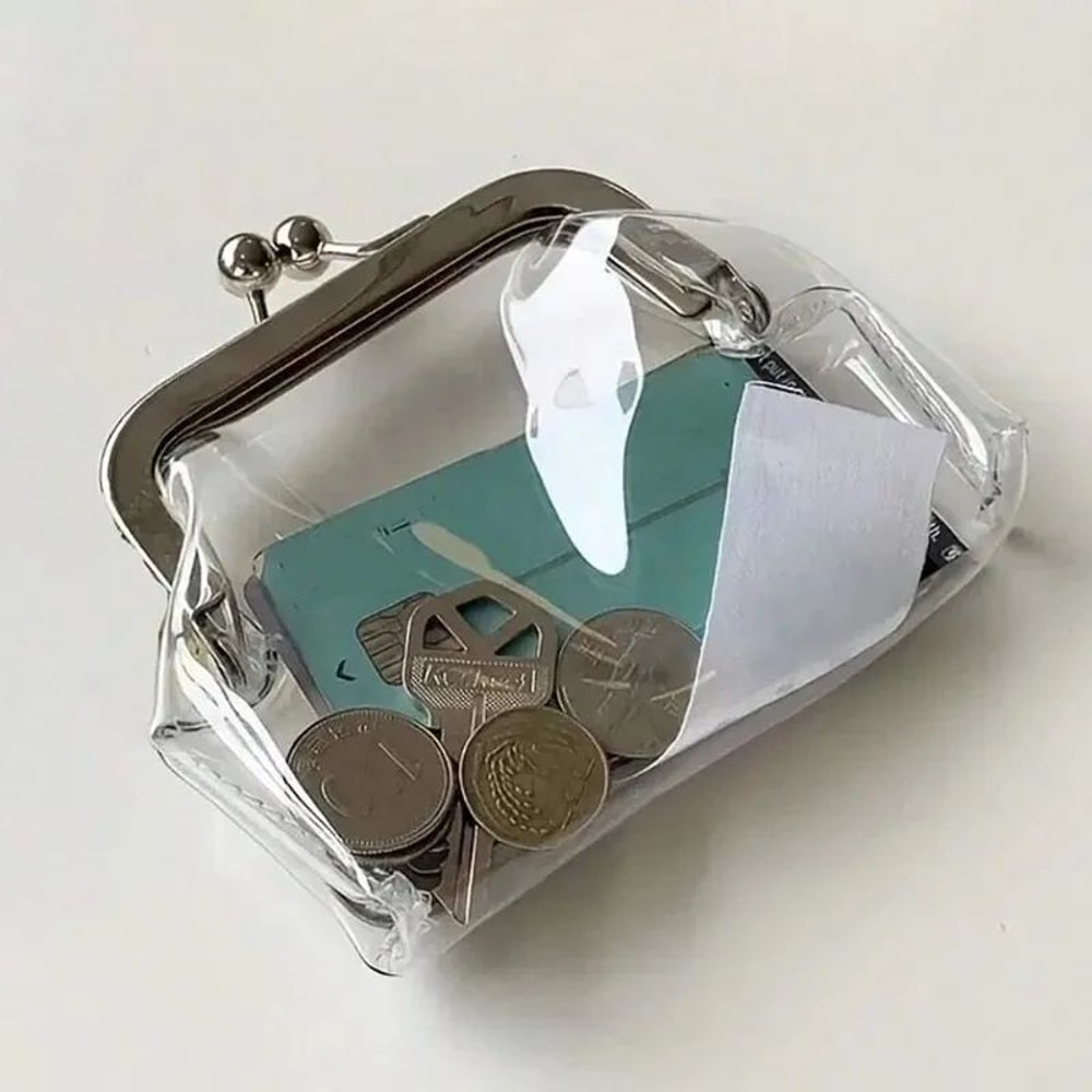 Transparent PVC Coin Purse Mini Makeup Bag Travel Storage Pouch For Change Earbuds Lipstick Hasp 2