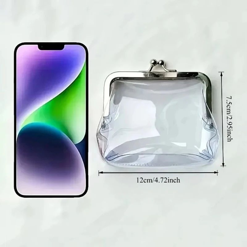 Transparent PVC Coin Purse Mini Makeup Bag Travel Storage Pouch For Change Earbuds Lipstick Hasp 5