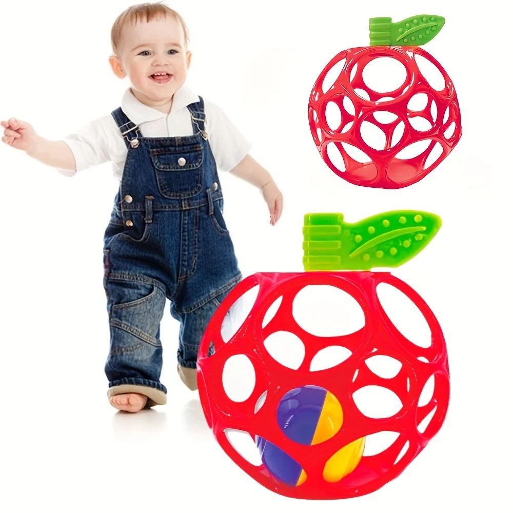 Apple Sensory Bell Rattle Ball For Babies 0 ABS Tactile Teether Toy Motor Skills Puzzle CE Safe Gi 3
