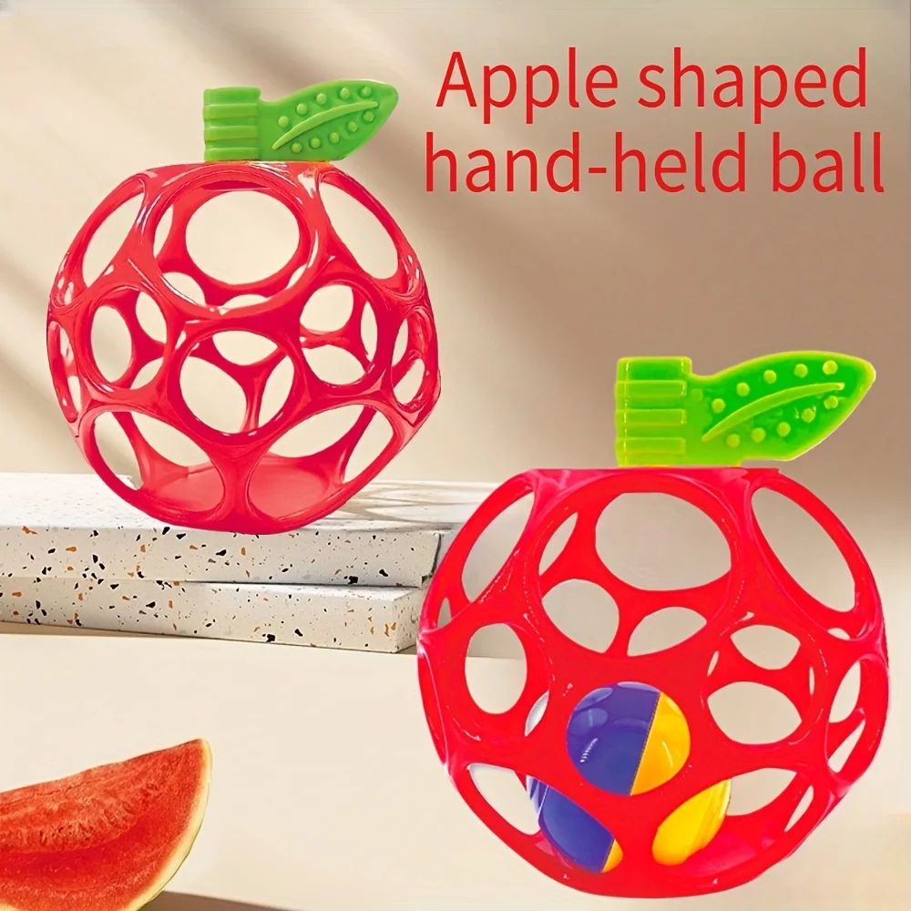 Apple Sensory Bell Rattle Ball For Babies 0 ABS Tactile Teether Toy Motor Skills Puzzle CE Safe Gi 5