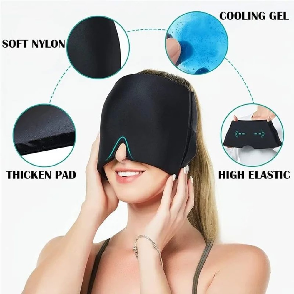Gel Ice Head Wrap For Migraine Relief Adjustable Cold Compress Cap For Headaches Eye Strain Reusab 1