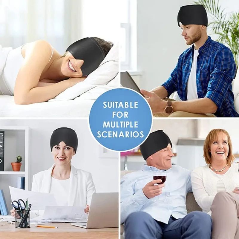 Gel Ice Head Wrap For Migraine Relief Adjustable Cold Compress Cap For Headaches Eye Strain Reusab 4