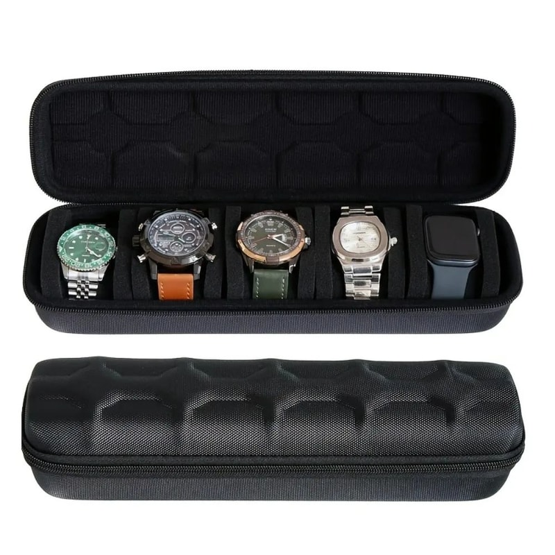 5Slot Hard Watch Travel Case Large Capacity Watch Storage Box With Handle Protective Organizer For 0