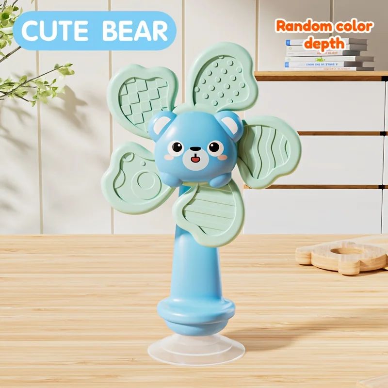 Baby Suction Cup Windmill Spinner Toy 6M Manual Rotating Bear Sensory Toy Bath High Chair Motor S 3