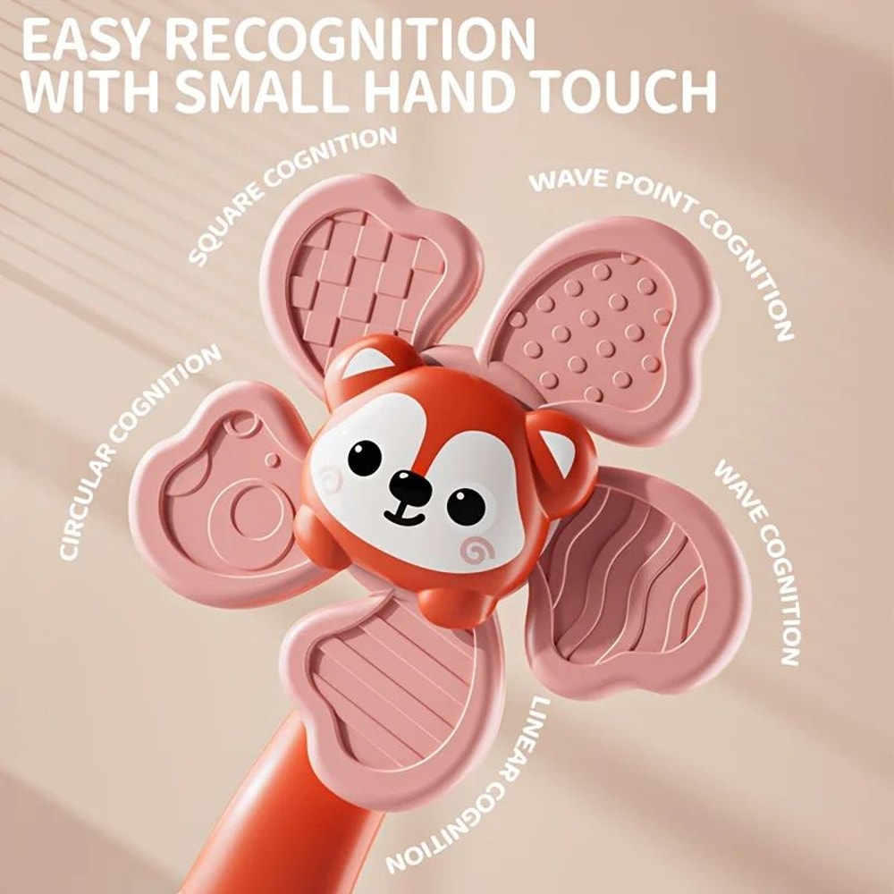 Baby Suction Cup Windmill Spinner Toy 6M Manual Rotating Bear Sensory Toy Bath High Chair Motor S 4