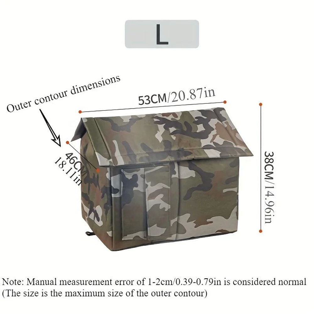 Outdoor Camouflage Cat House Warm Oxford Fabric Pet Shelter FourSeason Closed Cat Nest For Cold We 2