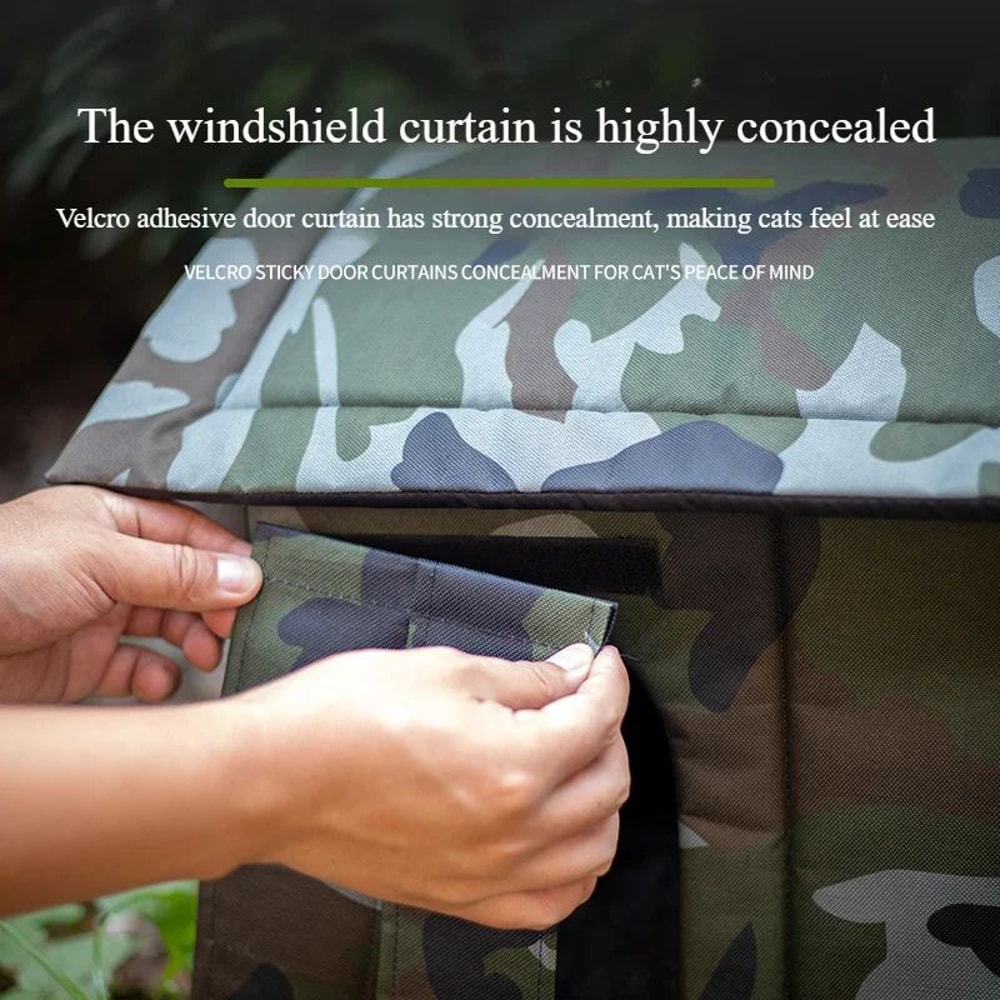 Outdoor Camouflage Cat House Warm Oxford Fabric Pet Shelter FourSeason Closed Cat Nest For Cold We 3