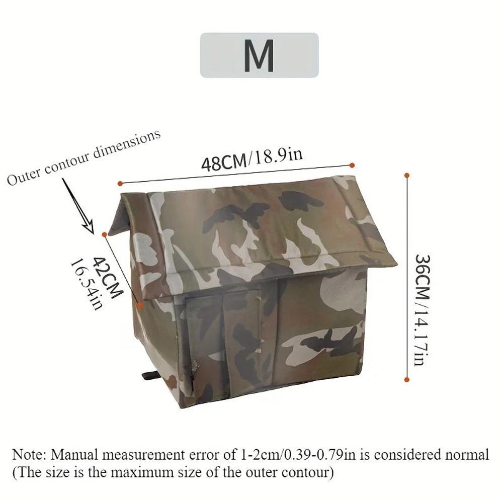 Outdoor Camouflage Cat House Warm Oxford Fabric Pet Shelter FourSeason Closed Cat Nest For Cold We 5