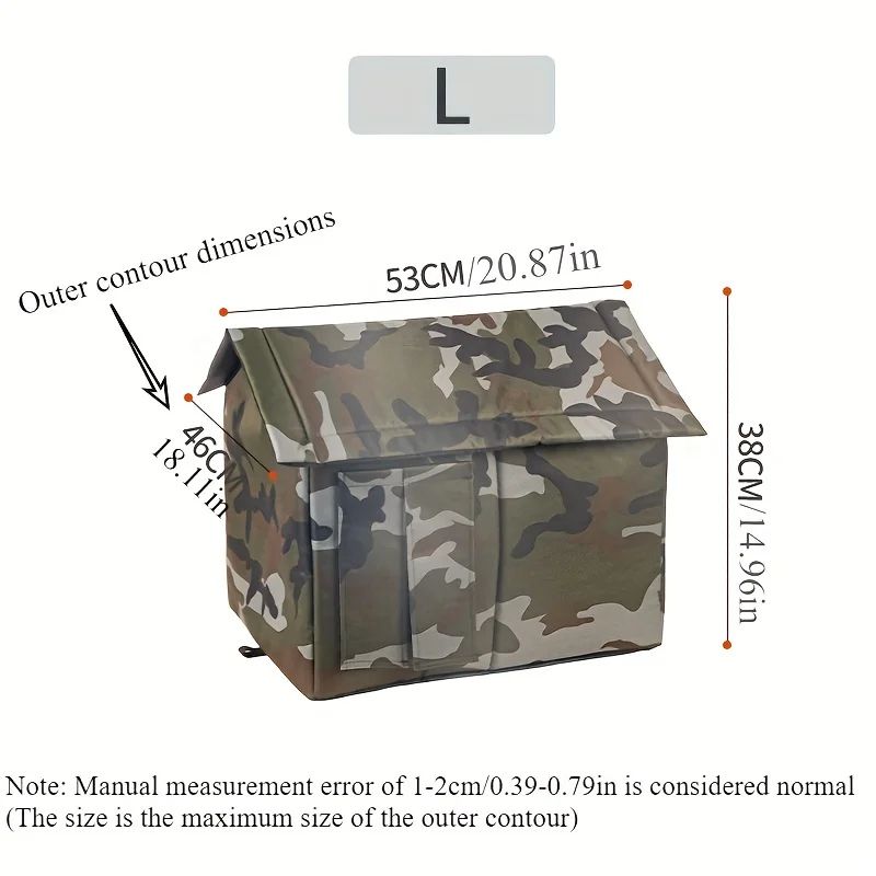 Outdoor Camouflage Cat House Warm Oxford Fabric Pet Shelter FourSeason Closed Cat Nest For Cold We 6