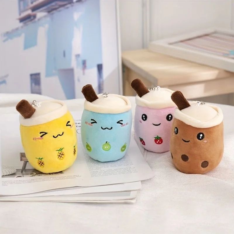 Cute Milk Tea Plush Keychain Toy Kawaii Boba Cup Stuffed Pendant For Backpack Bag Charm Gift For K 0