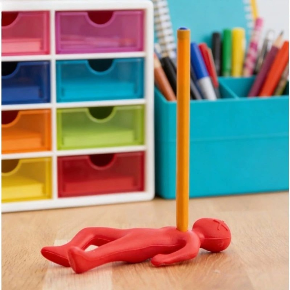 Funny Vent Pen Holder Desk Ornament Creative Red Villain Pen Plug Stand Cute Office Decor Novelty 2