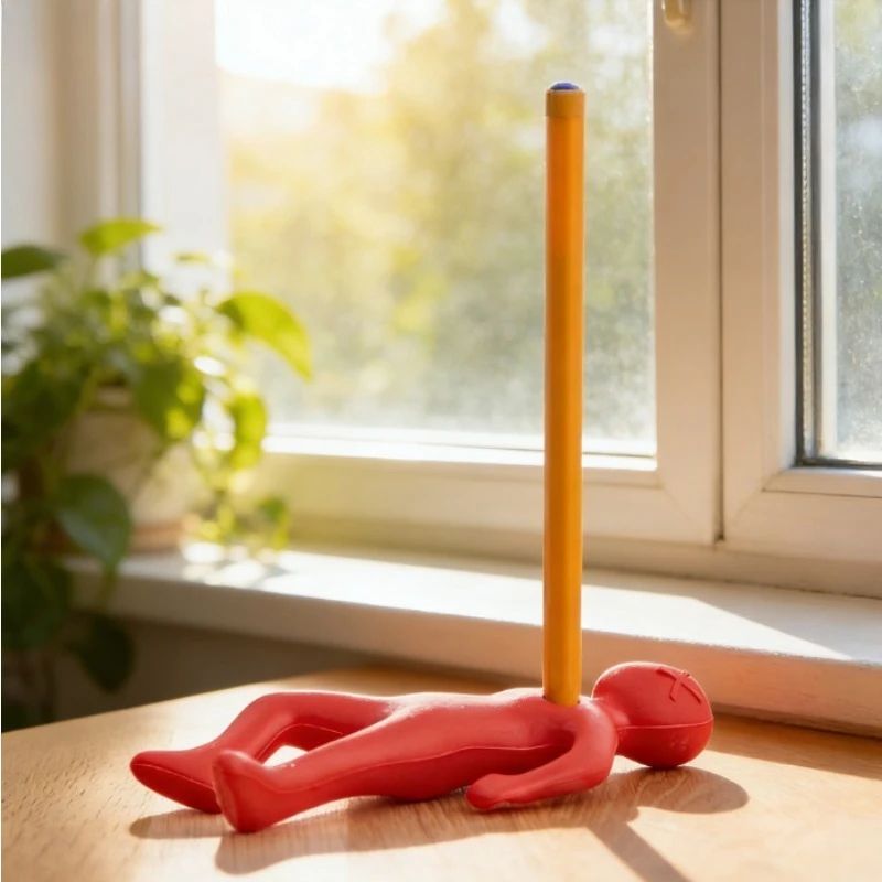 Funny Vent Pen Holder Desk Ornament Creative Red Villain Pen Plug Stand Cute Office Decor Novelty 3
