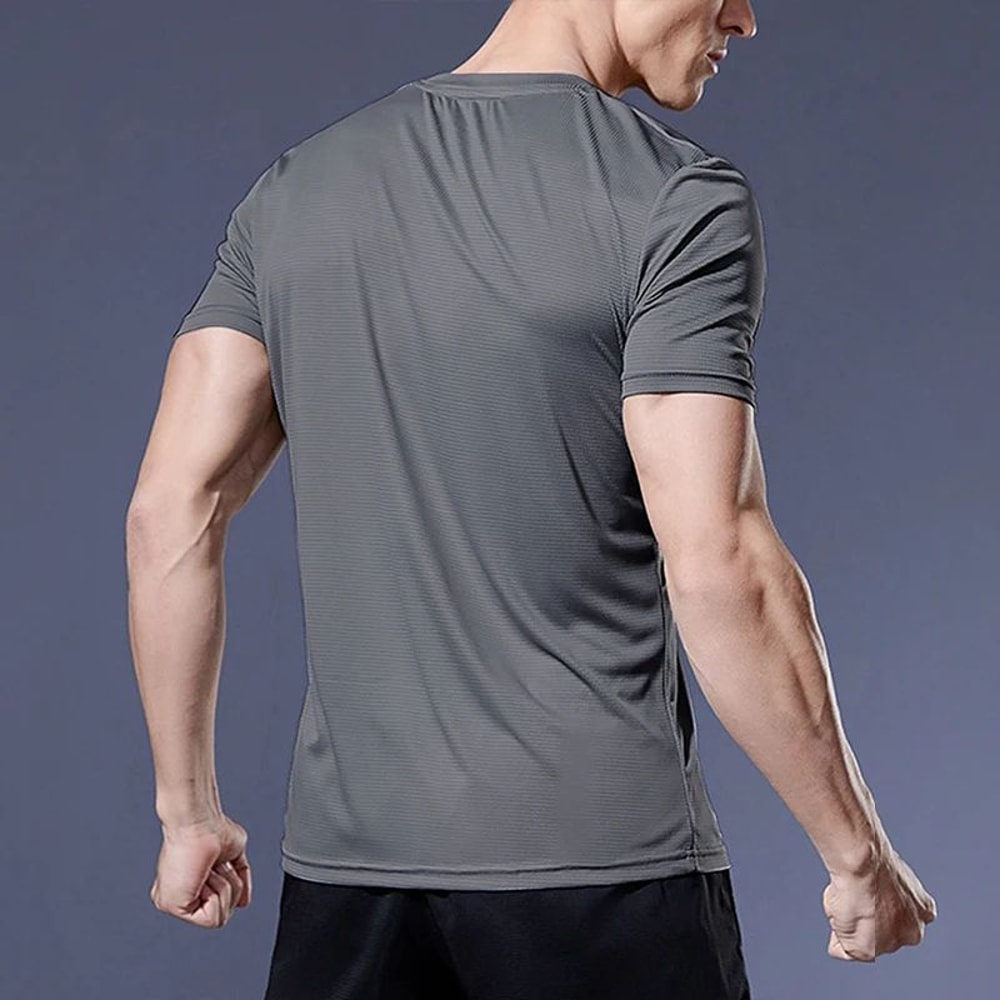 Mens Quick Dry Compression Sports TShirt Running Soccer Jersey Breathable Gym Fitness Top For Tra 3