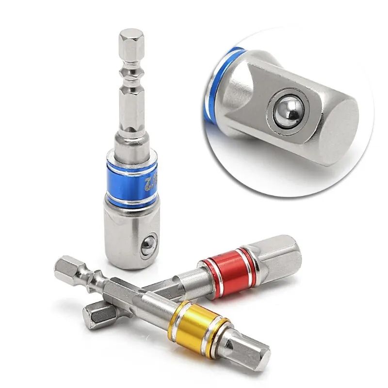 3pcs Hex Shank Socket Adapter Extension Set 14 38 12 Inches Square Drive QuickChange For Impact Dri 3