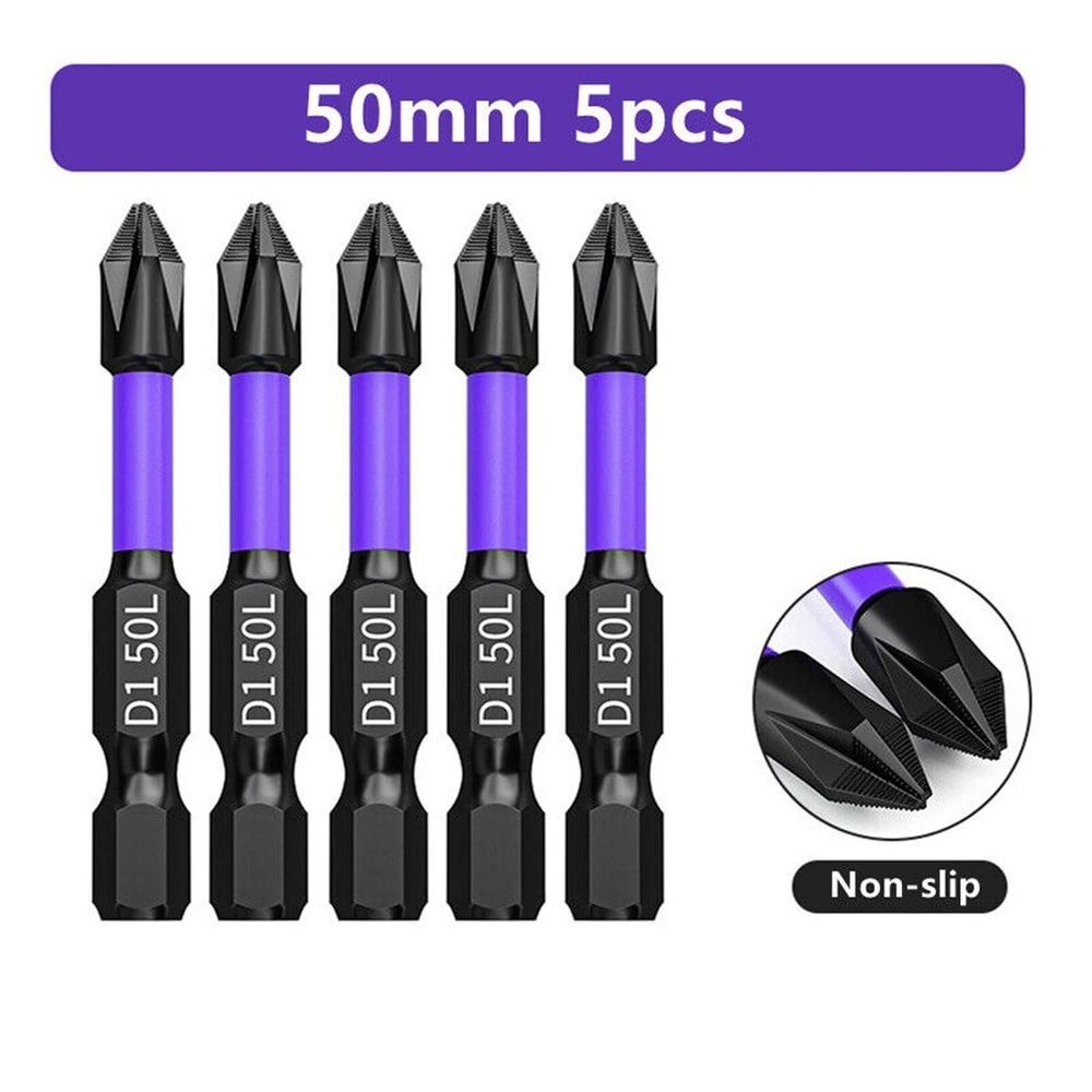 D1 AntiSlip Magnetic Screwdriver Bits Set ShockProof Impact Ready High Hardness S2 Steel Driver Bi 7