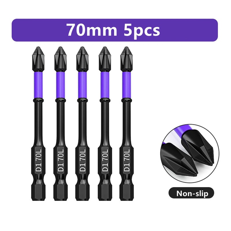 D1 AntiSlip Magnetic Screwdriver Bits Set ShockProof Impact Ready High Hardness S2 Steel Driver Bi 8