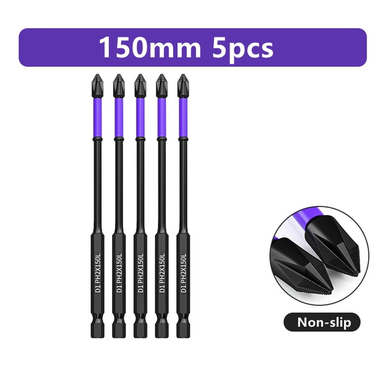 D1 AntiSlip Magnetic Screwdriver Bits Set ShockProof Impact Ready High Hardness S2 Steel Driver Bi 9