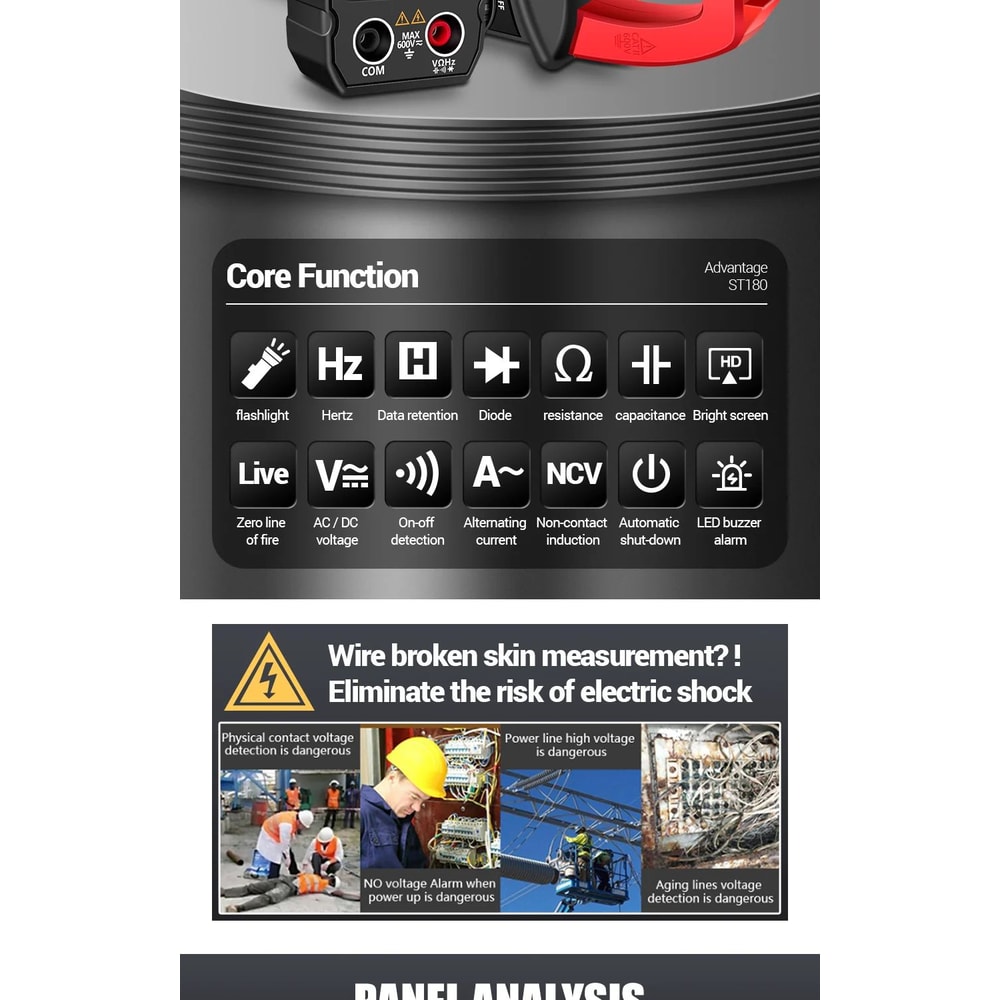 ANENG ST180 Clamp Meter 4000 Count 400A AC Ammeter Multimeter W NCV Hz Capacitance 600V Tester 7
