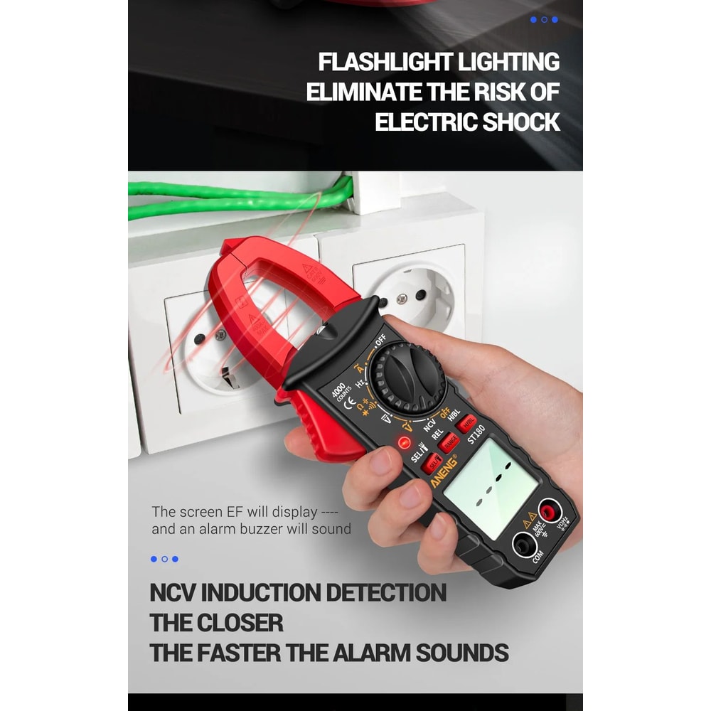 ANENG ST180 Clamp Meter 4000 Count 400A AC Ammeter Multimeter W NCV Hz Capacitance 600V Tester 13