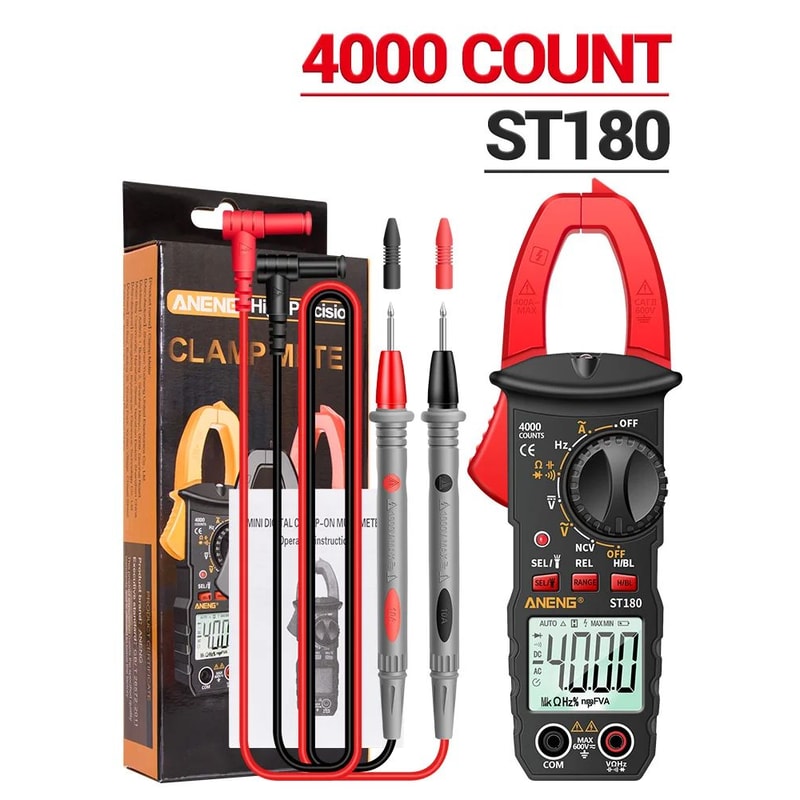 ANENG ST180 Clamp Meter 4000 Count 400A AC Ammeter Multimeter W NCV Hz Capacitance 600V Tester 21