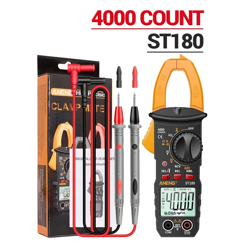 ANENG ST180 Clamp Meter 4000 Count 400A AC Ammeter Multimeter W NCV Hz Capacitance 600V Tester 22
