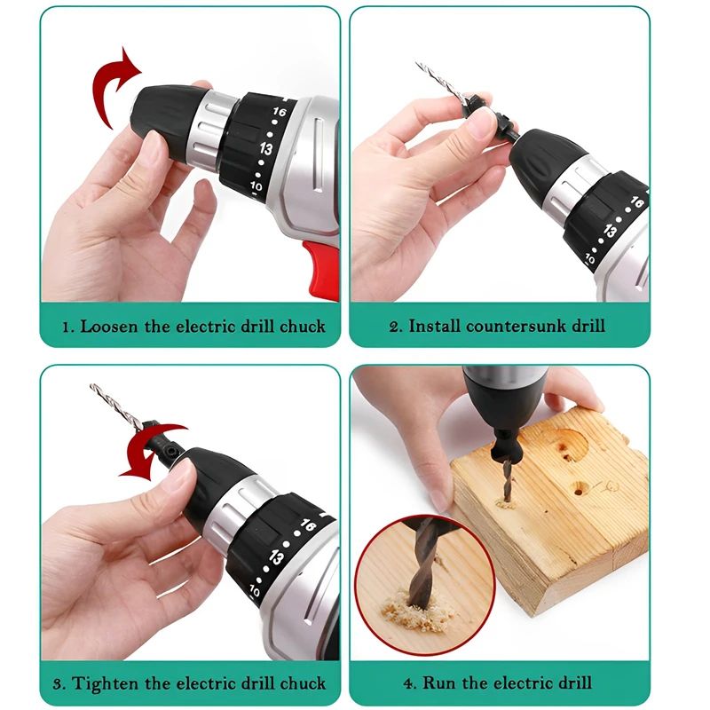 5 Pcs Countersink Drill Bit Set For Wood Screws No5 No12 Adjustable Pilot Hole Counterbore 14 In 4