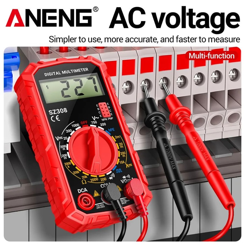 ANENG SZ308 Digital Multimeter 1000V DC750V AC Tester OhmDiodeHFE Backlit LCD For Electricians 2