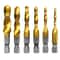 Mr Drill 6 Pcs TitaniumPlated 4341 HSS Drill Tap Combo Set Hex Shank Tap Chamfer Bits For Metal 5