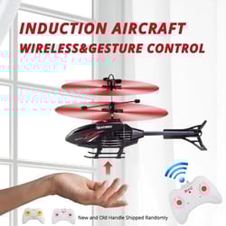gesture control rc helicopter toy - 2-channel induction flying aircraft w/ led lights, usb rechargeable kids gift