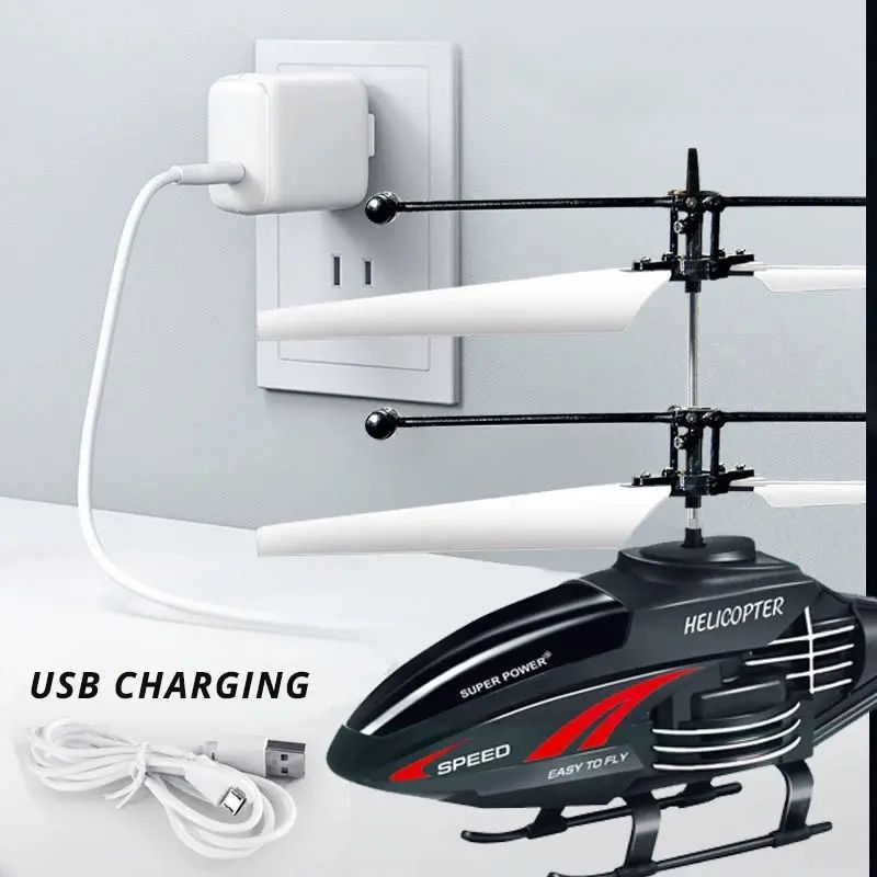 Gesture Control RC Helicopter Toy 2Channel Induction Flying Aircraft W LED Lights USB Rechargeable 3