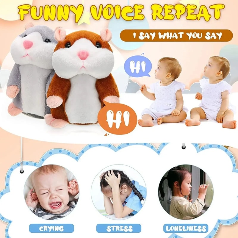 Talking Hamster Plush Toy Voice Repeater Nodding Doll Funny Interactive Kids Gift For Toddlers So 4