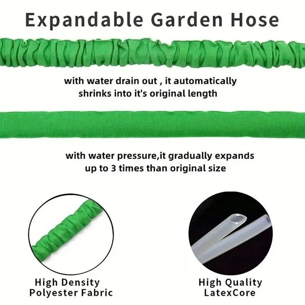 Expandable Garden Hose 25200 Ft W HighPressure Spray Nozzle Lightweight Magic Water Pipe For Car W 4