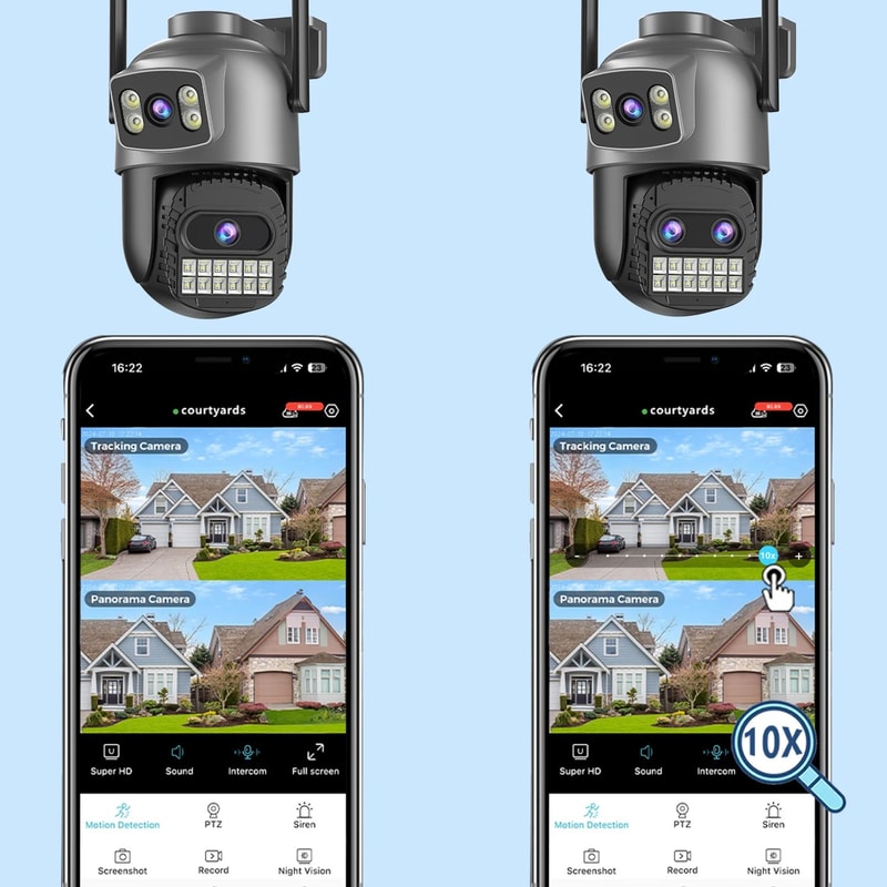 BESDER 15MP WiFi PTZ Outdoor Security Camera Dual Screen TriLens 10X Zoom Color Night Vision IP66 1