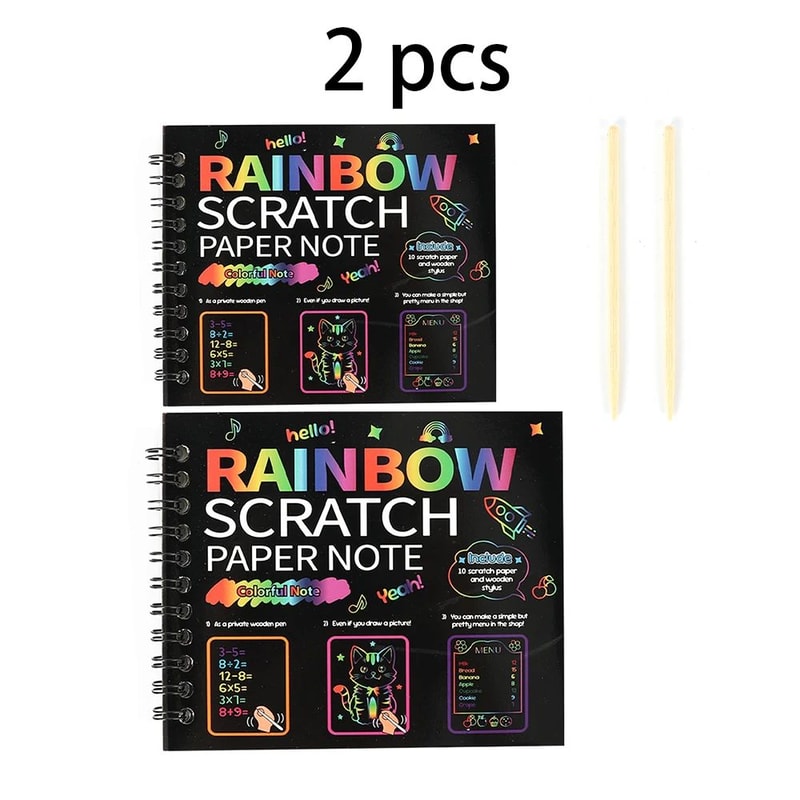 100 Pcs Rainbow Scratch Art Note Cards Set Dazzling DIY Scratch Painting Kit For Kids TeensParentCh 6