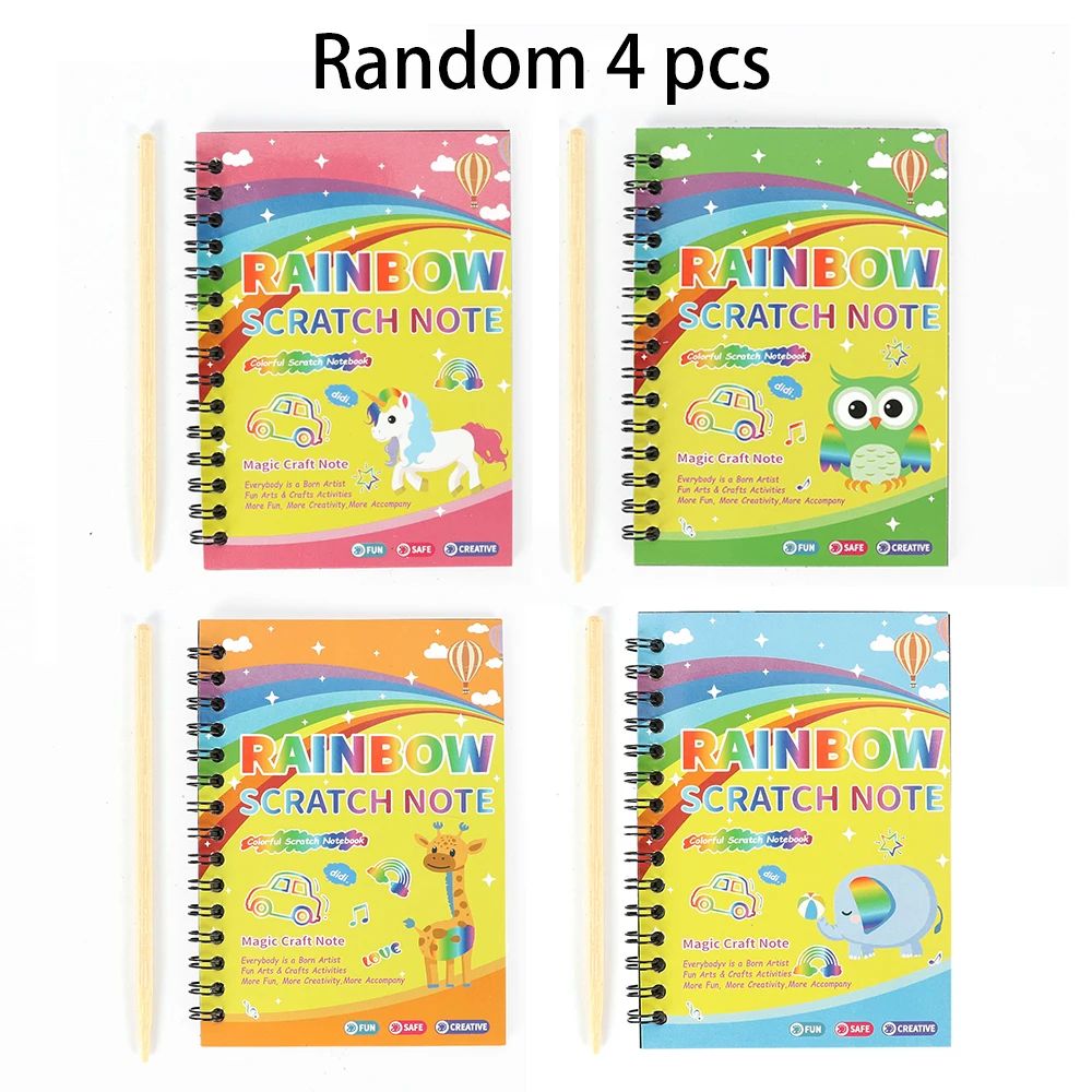 100 Pcs Rainbow Scratch Art Note Cards Set Dazzling DIY Scratch Painting Kit For Kids TeensParentCh 11