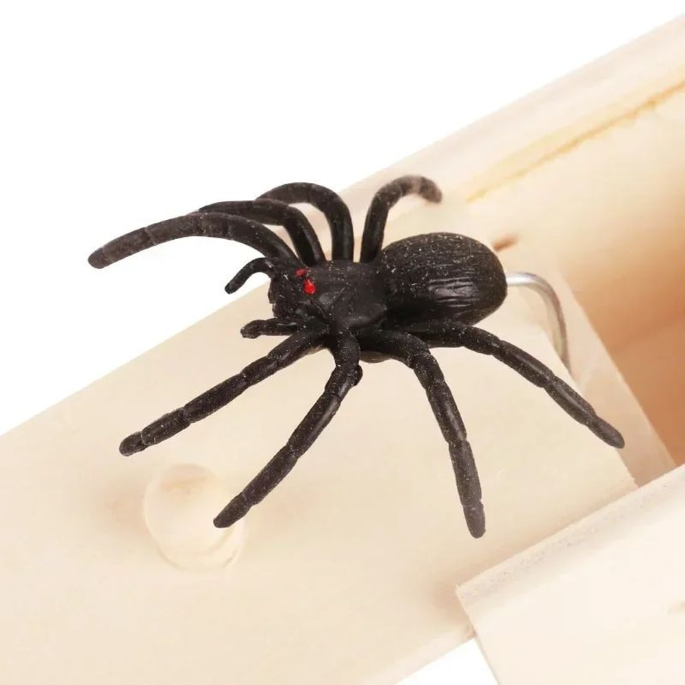 Wooden Spider Scare Prank Box Hidden Jump Trick Gift Funny Halloween Horror Party Gag Toy For Kids 4