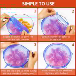reusable silicone stretch lids set – food grade airtight covers for bowls, plates & containers, leakproof