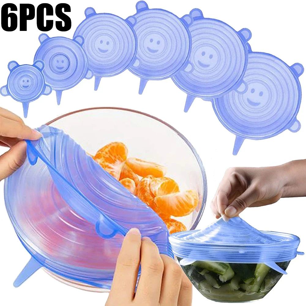 Reusable Silicone Stretch Lids Set Food Grade Airtight Covers For Bowls Plates Containers Leakpro 3