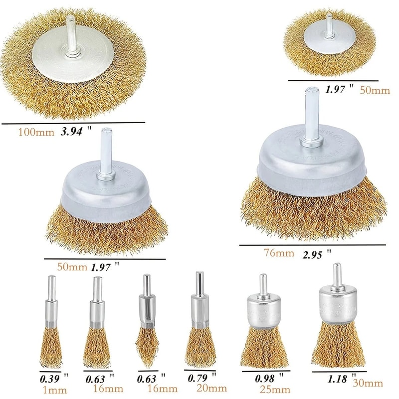 10Pack Wire Brush Wheel Cup Set Coarse Crimped Steel Rust Remover For Drill 14 In Shank Cleaning 7
