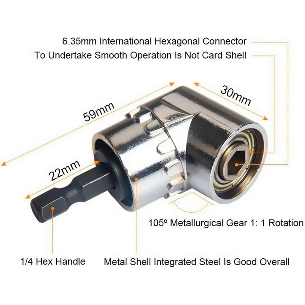 ImpactGrade 105 Right Angle Socket Adapter Set Drill Bit Driver Extension For Tight Spaces Screwdr 9