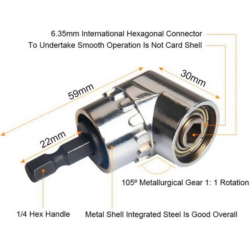 ImpactGrade 105 Right Angle Socket Adapter Set Drill Bit Driver Extension For Tight Spaces Screwdr 9