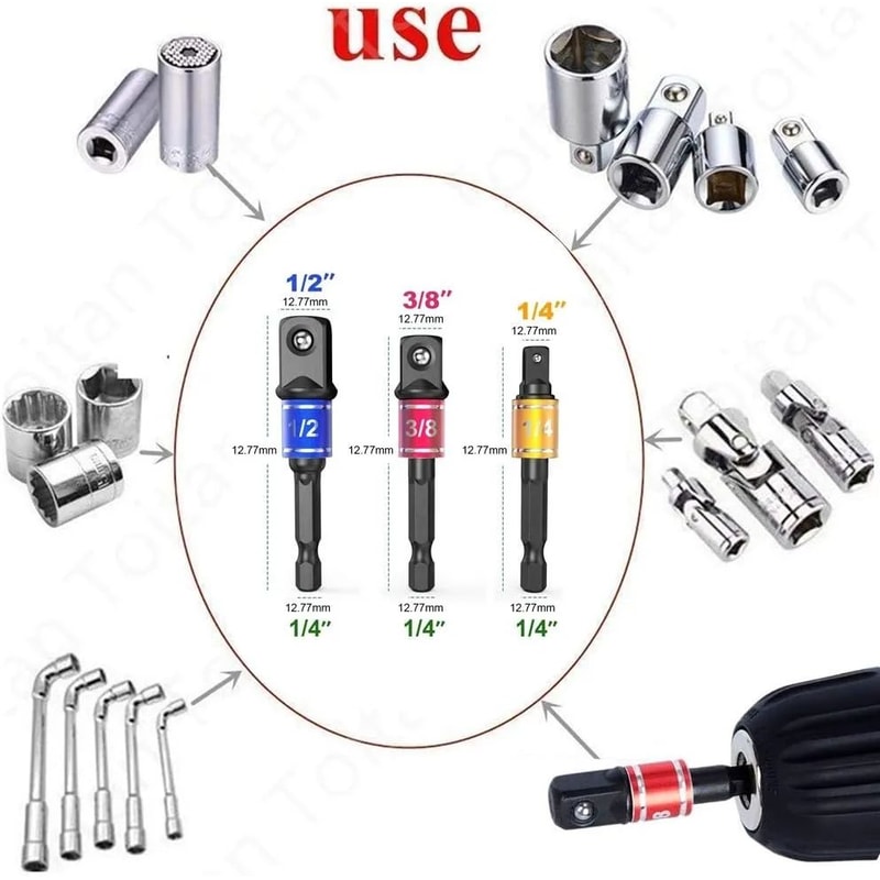 ImpactGrade 105 Right Angle Socket Adapter Set Drill Bit Driver Extension For Tight Spaces Screwdr 11