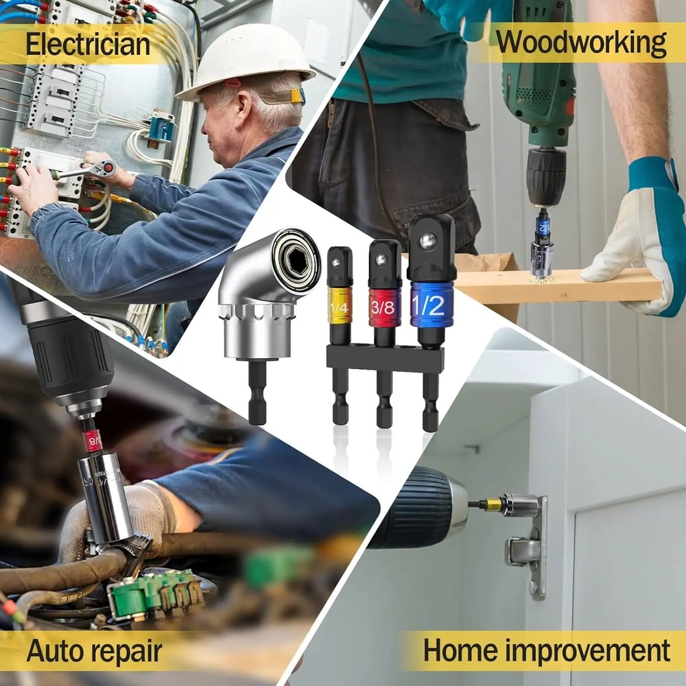 ImpactGrade 105 Right Angle Socket Adapter Set Drill Bit Driver Extension For Tight Spaces Screwdr 13