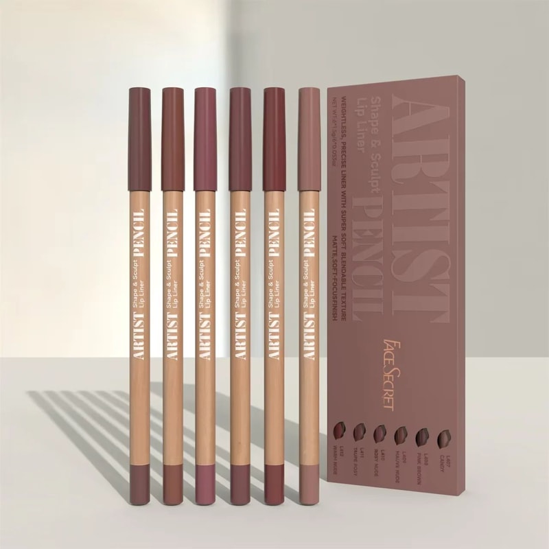 Face Secret Artist Shape Sculpt Lip Liner Pencil Set Weightless Matte Lip Liner Precise SmudgeProo 5