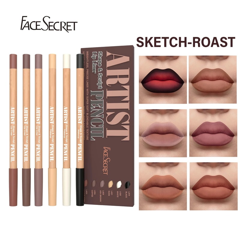 Face Secret Artist Shape Sculpt Lip Liner Pencil Set Weightless Matte Lip Liner Precise SmudgeProo 10