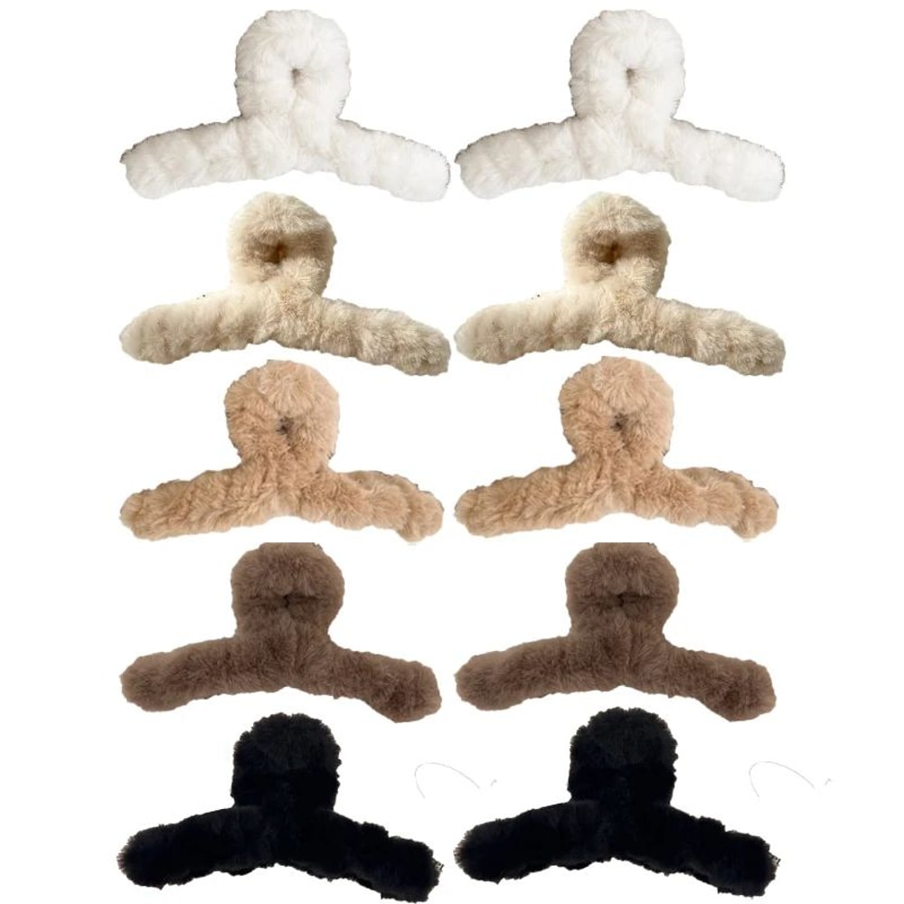 Elegant Plush Hair Clip Claw Extra Large Korean Faux Rabbit Fur Hair Grab For Women Soft Cute Fash 7