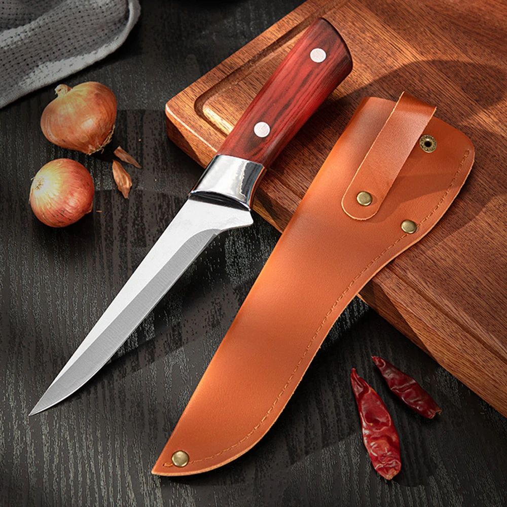 Stainless Steel Boning Knife With Sheath Forged Fillet Chef Knife For Meat Fish Vegetables Razor