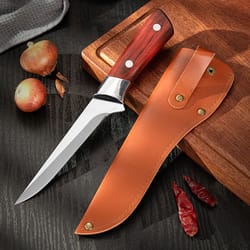 stainless steel boning knife with sheath – forged fillet chef knife for meat, fish & vegetables, razor sharp durable