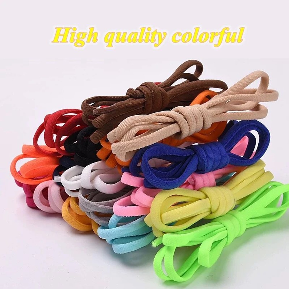 NoTie Elastic Shoelaces With Metal Lock Colorful Round Sneakers Laces For Kids Adults Sports Shoe 4