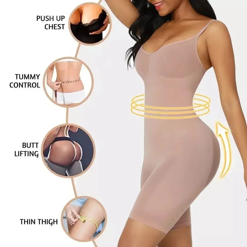 Seamless Shapewear Bodysuit Tummy Control Waist Cincher Slimming OnePiece With Hip Lift Bust Supp 0